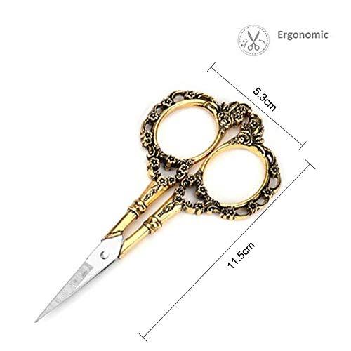 EBANKU Professional Manicure Scissors, EBANKU Vintage Stainless Steel Cuticle Precision Beauty Grooming for Nail, Facial Hair, Eyebrow, Eyelash, Nose Hair (Gold)