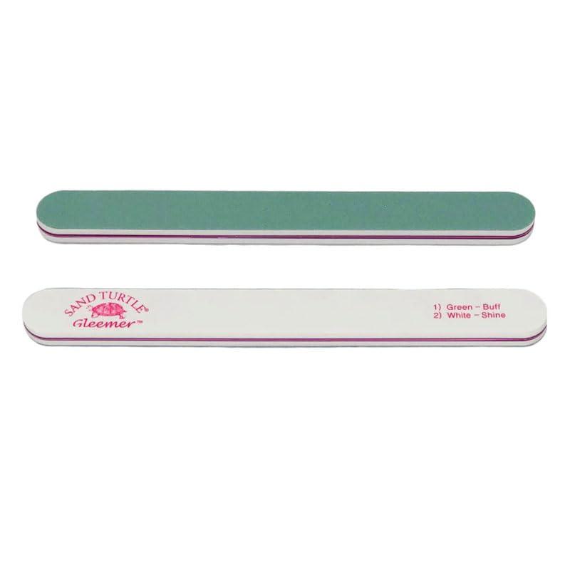 Sand Turtle Soft Touch Sand Turtle Gleemer Shine Buffer Nail File Double Sided - 10 Pieces, Green/White