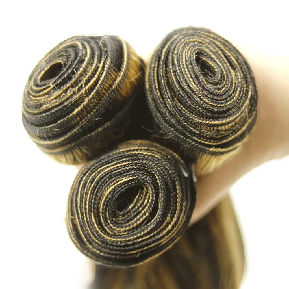 Vinmdonm 30 Inch Highlight Human Hair Bundles Honey Blonde Human Hair Bundles P1B/27 Body Wave Bundles Brazilian Unprocessed Virgin Hair 1 Bundle Two Tone Black and Honey Blonde Bundles