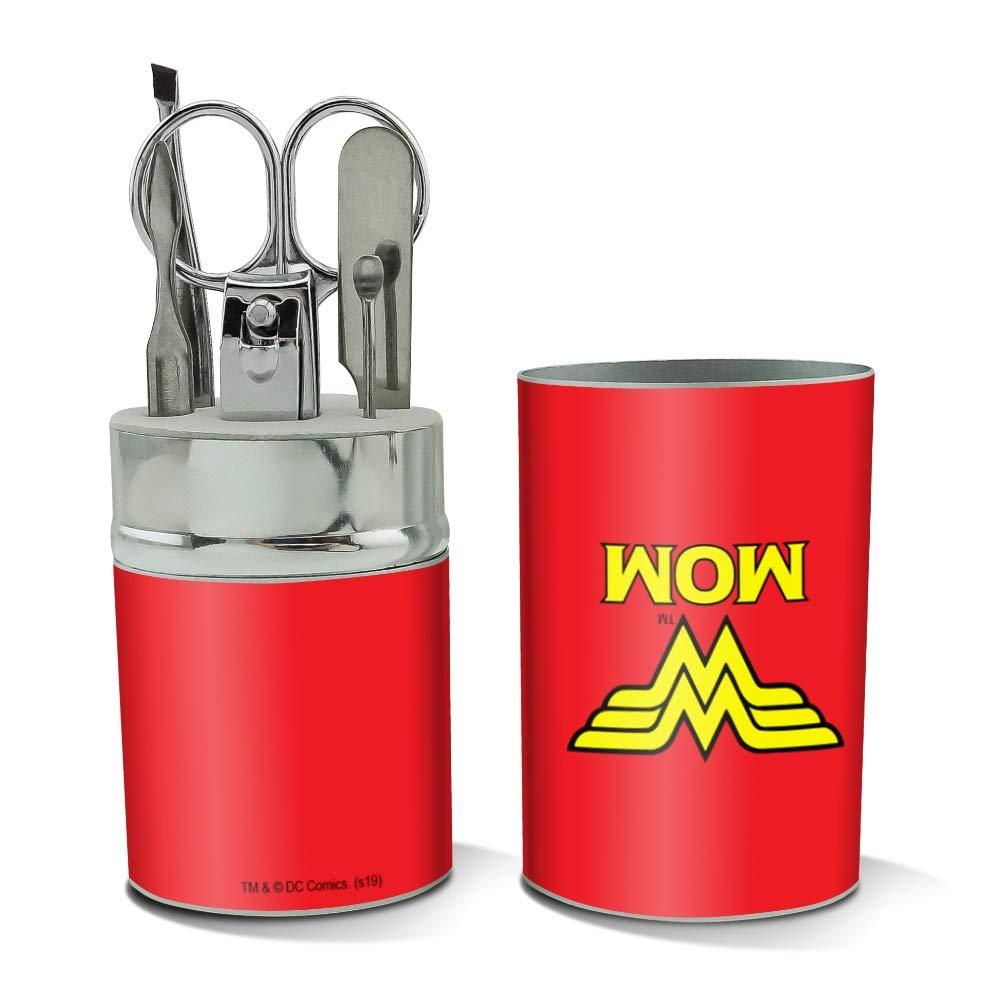 GRAPHICS & MORE Wonder Woman Wonder Mom Logo Stainless Steel Manicure Pedicure Grooming Beauty Care Travel Kit