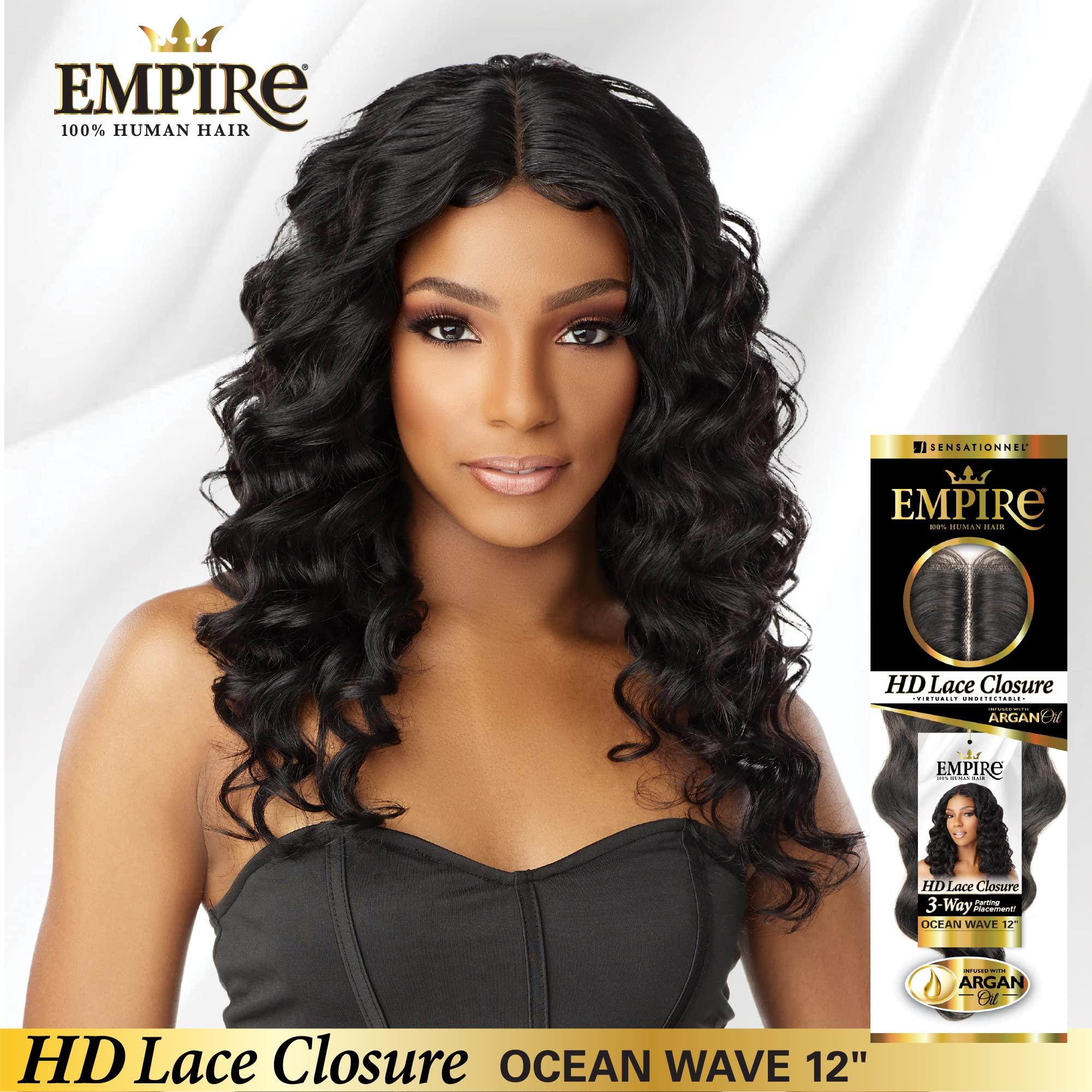 Sensationnel Sensationnel Empire humanhair lace closure - ocean wave 12 inch 3 way lacepart hand tied weaving closure (4 MEDBROWN)