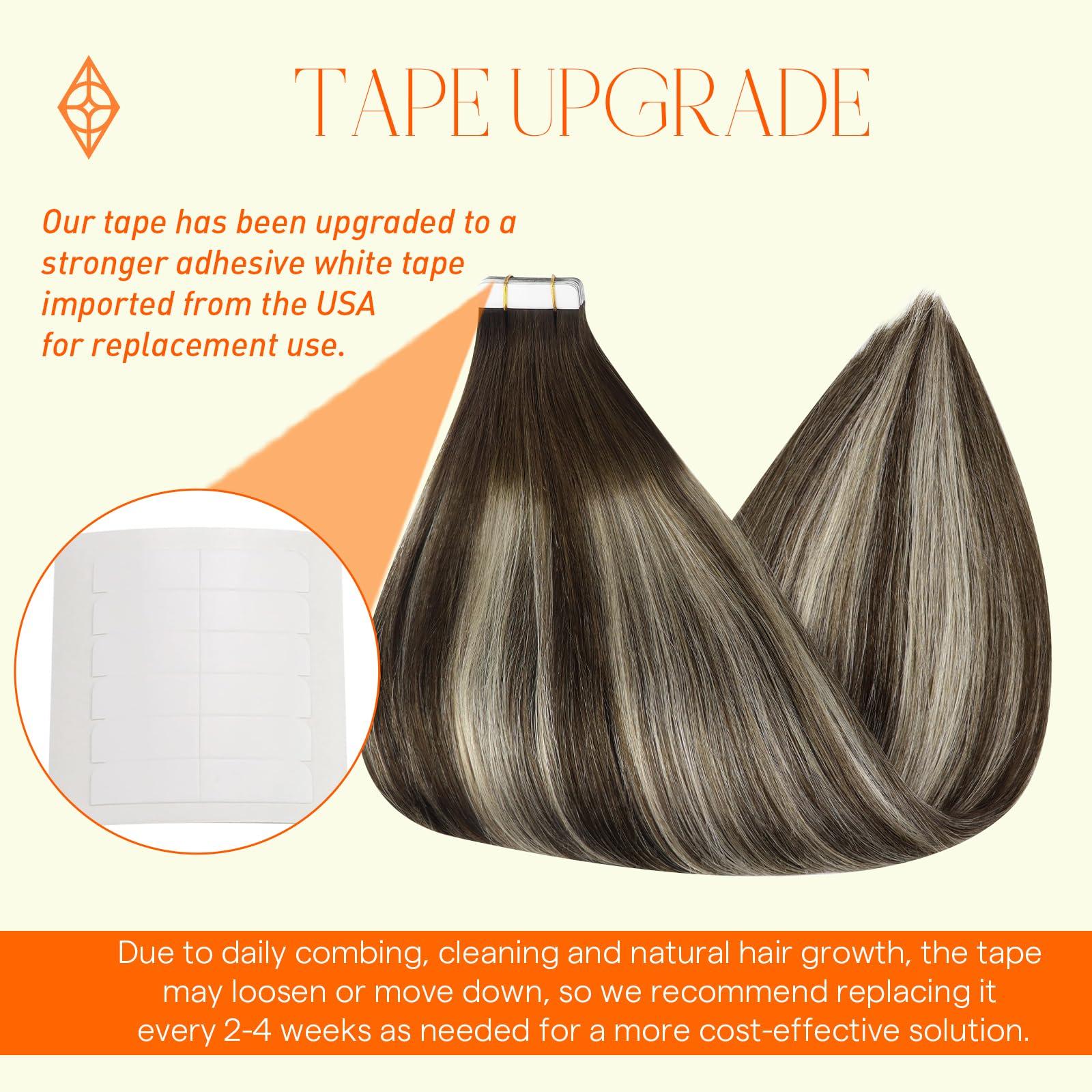 Full Shine Full Shine Human Hair Extensions Tape in Color 2 Dark Brown Fading to 60 Blonde And Brown Tape in Hair Extensions Real Human Hair 18 Inch Seamless Tape in Extensions Double Sided Tape 50Gram 20Pcs