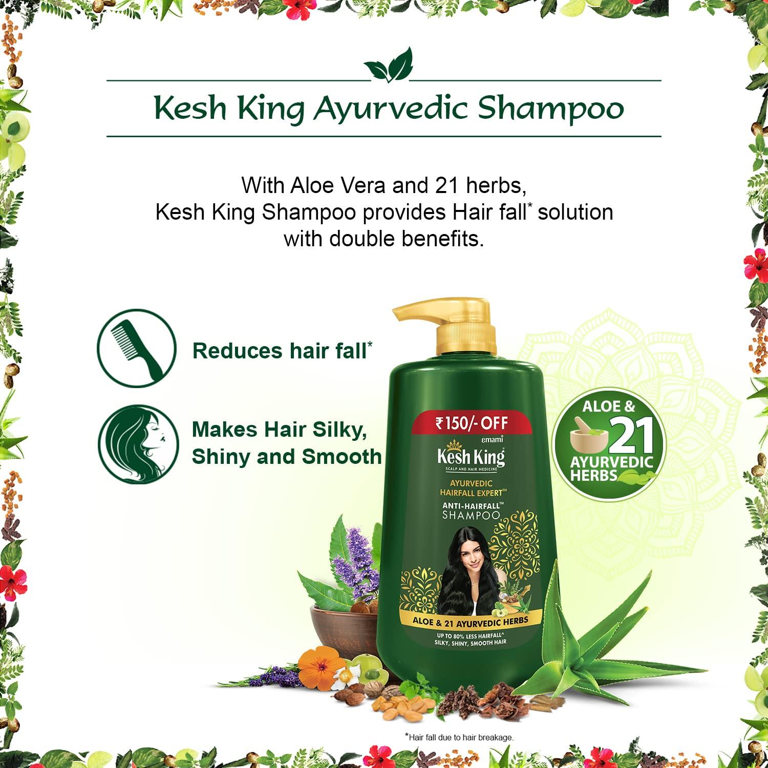 KESH KING KESH KING Anti Hairfall Shampoo | with 21 Ayurvedic Herbs & Aloe Vera | Provides Healthy Nourished Scalp | for Shiny & Smooth Hairs | 33.81. Fl Oz/1000ml