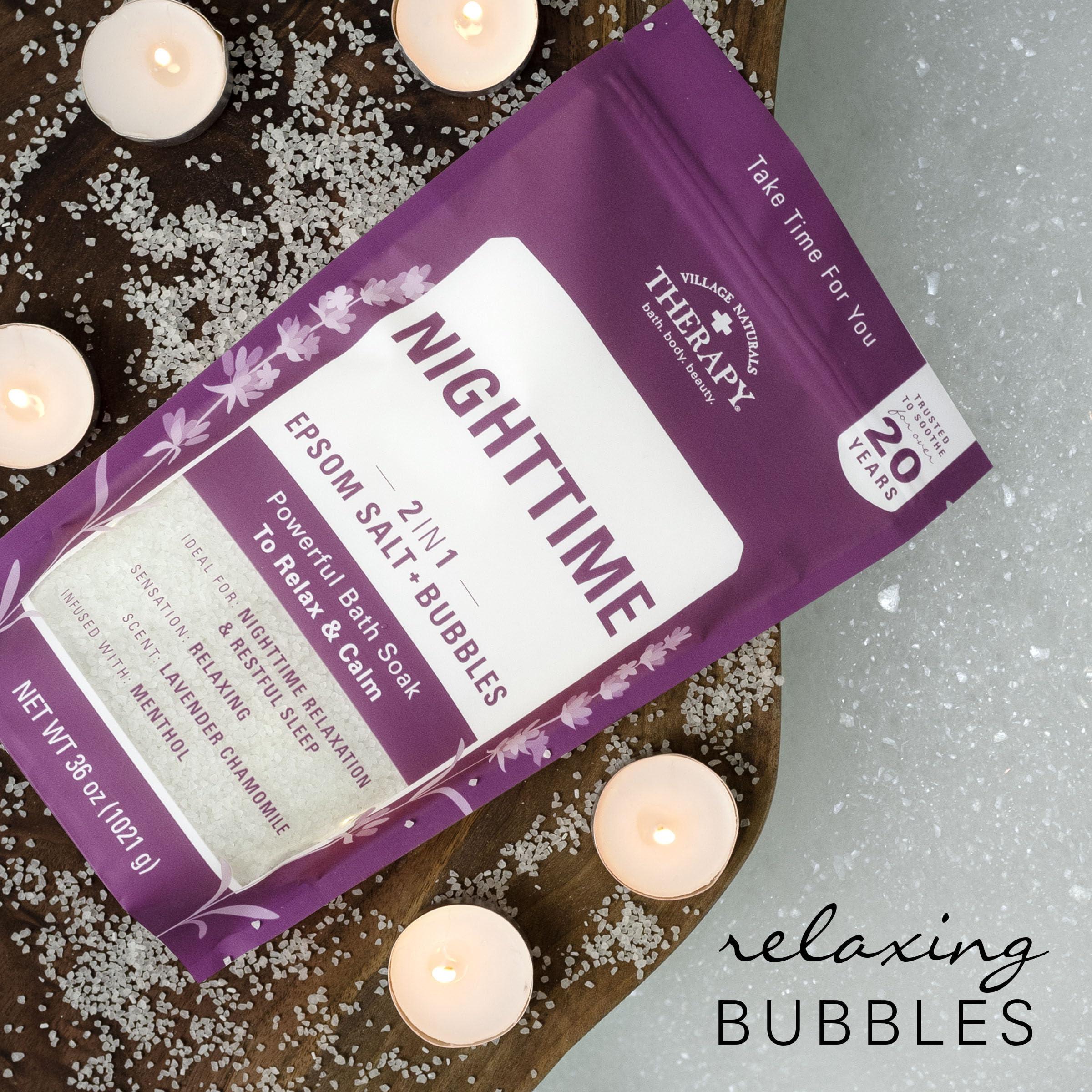 Village Naturals Therapy Village Naturals Therapy, Nighttime Foaming Epsom Soak, 36 Oz, Pack of 3