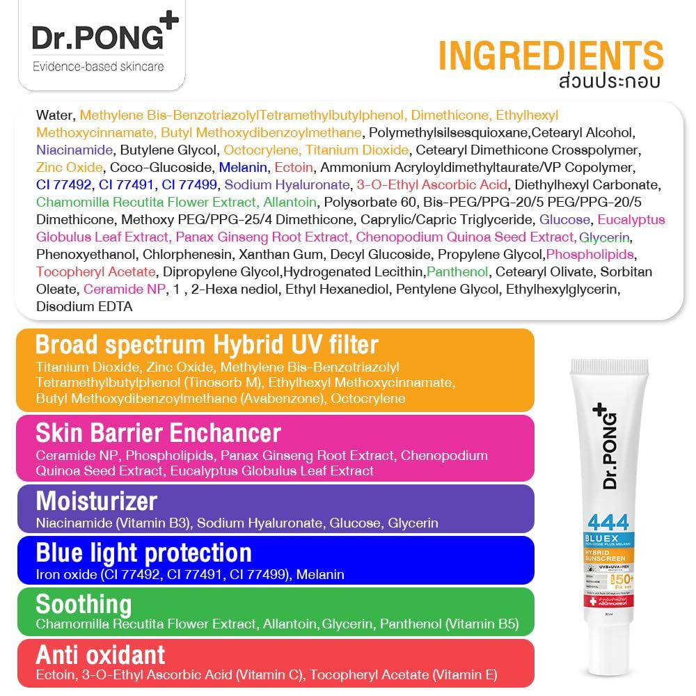 Generic Generic Dr.PONG 444 BlueX iron oxide plus melanin hybrid sunscreen SPF50 Ectoin Niacinamide 30ml, 1.05 Ounce (Pack of 1)