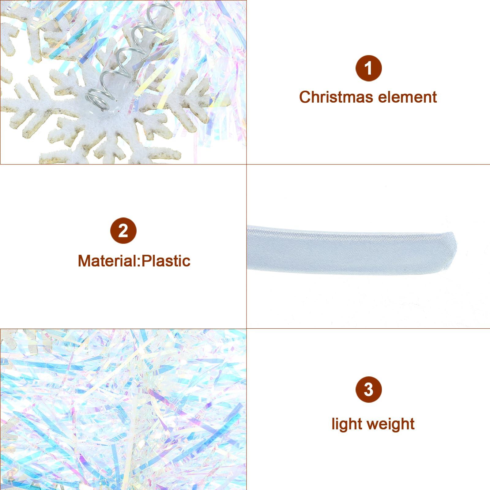 LOGOFUN LOGOFUN Christmas Snowflake Headband Sparkling Snowflake Hairband with Tinsel Xmas Theme Snowflake Hair Hoops for Women Girls Christmas Holiday Birthday Party Costume Accessories