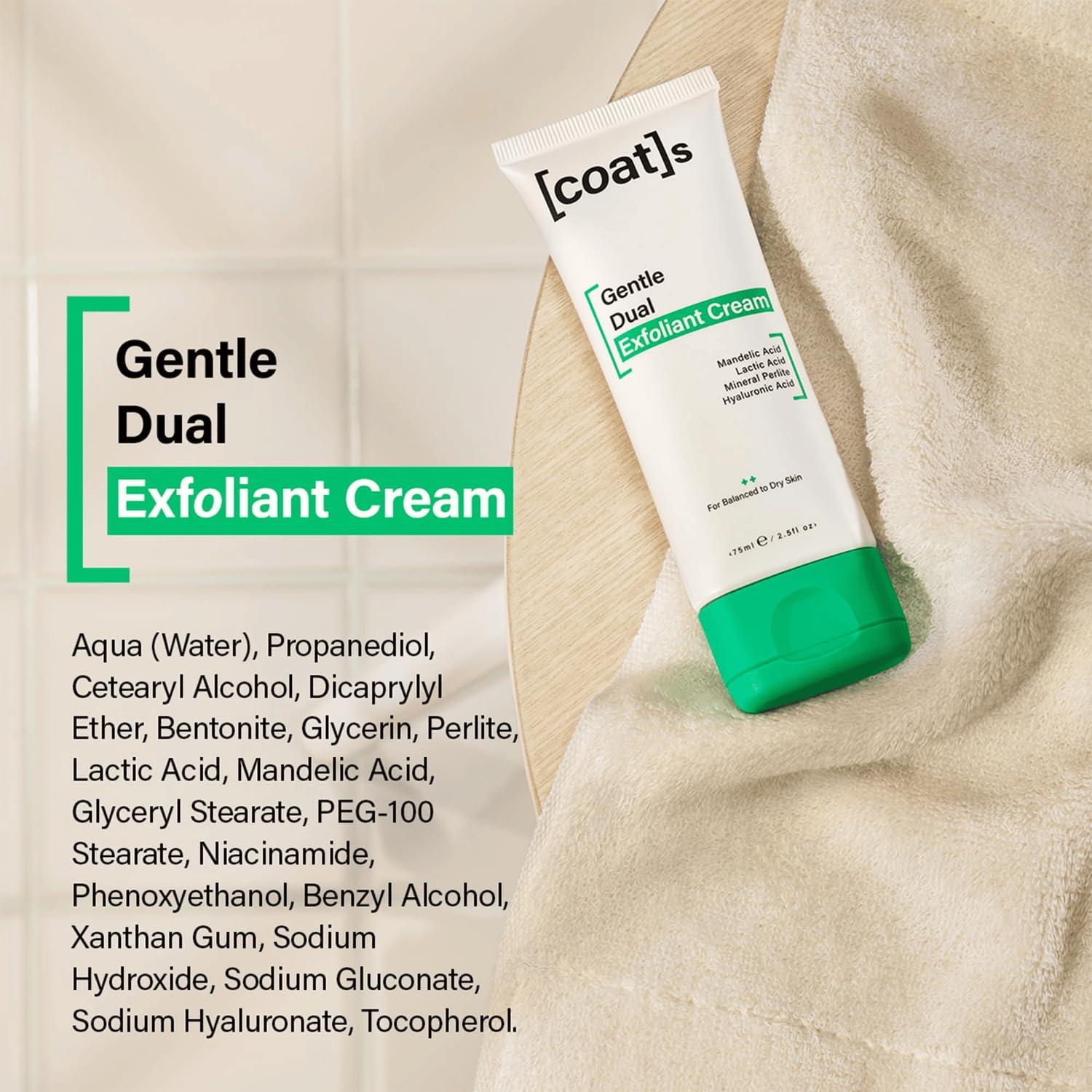 COATS Coats Gentle Dual Exfoliant Cream Face Scrub  Helps Prevent Breakouts + Boosts Skin Radiance with Weekly Use  Dermatologically Approved + Clinically Proven  2.5 oz