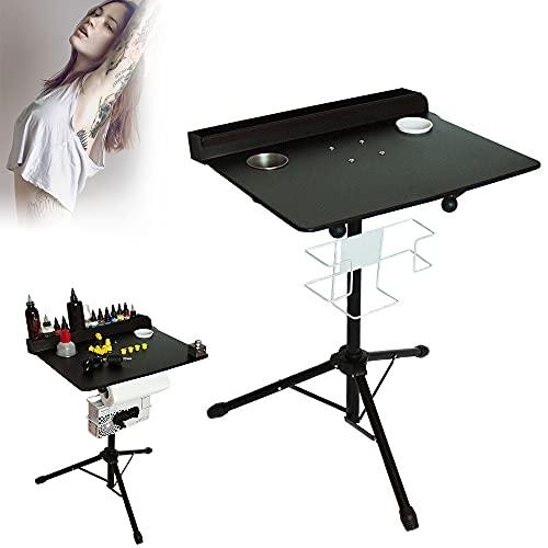LiFuJunDong Adjustable Tattoo Work Station Arm Rest Stand Iron Tattoo Display Stand Workstation Fixed Desktop With Removable Back Tray For Salon, Studio, Shop, Beauty Salon, 61-107cm Black