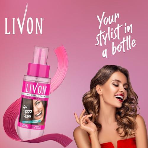 Livon Livon Hair Serum for Men & Women | Frizz-free, stronger and shinier hair | Sulphate & Paraben free| For All Hair Types | Lightweight & Non Greasy | Enriched with Argan Oil & Vitamin E | 3.3 Fl.Oz
