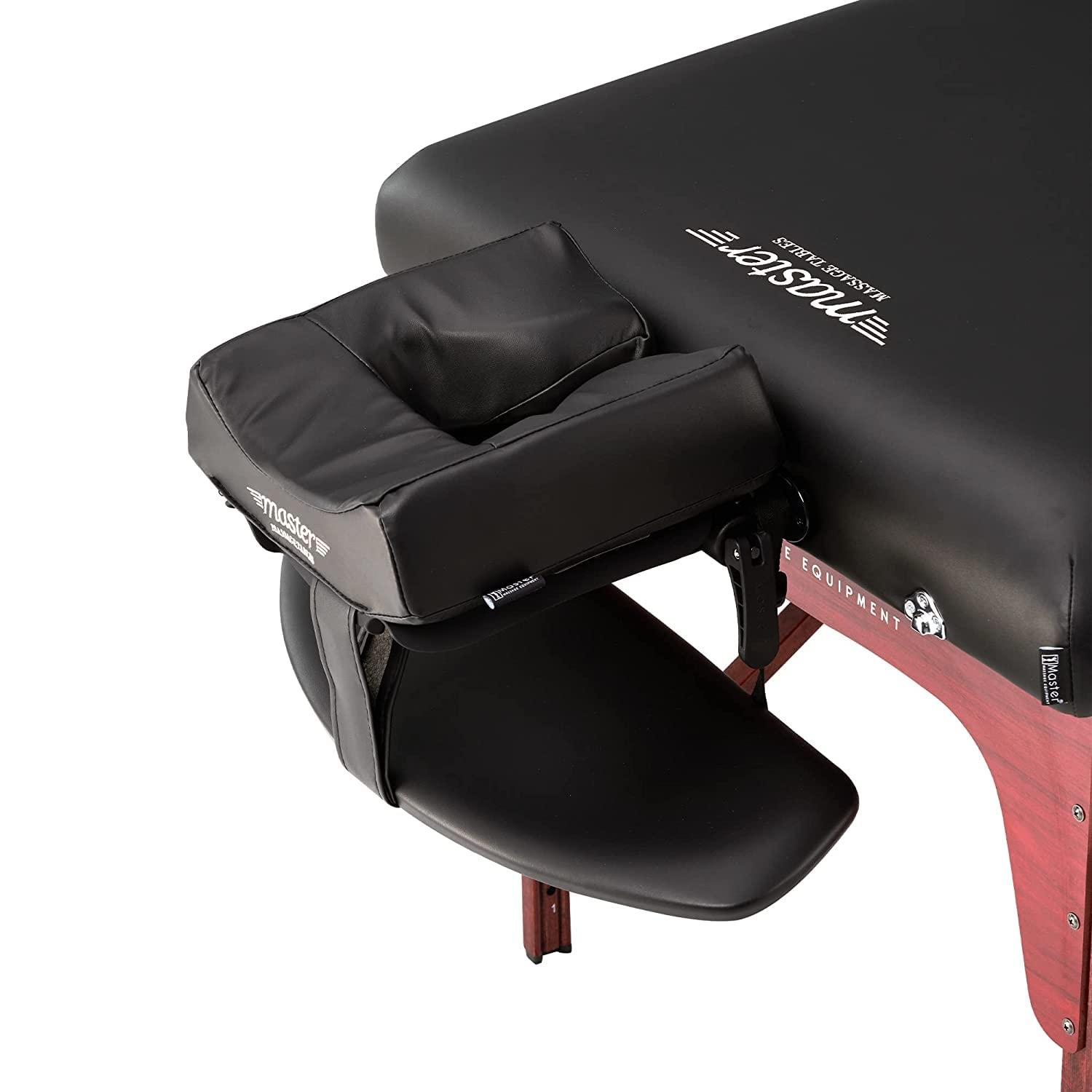 Master Massage Master Montclair 31" ThermaTopTM Massage Portable Massage Table with Memory Foam, Reiki Panels, & Shiatsu Cables Esthetician Bed- Lash Table (Black& Mahogany)