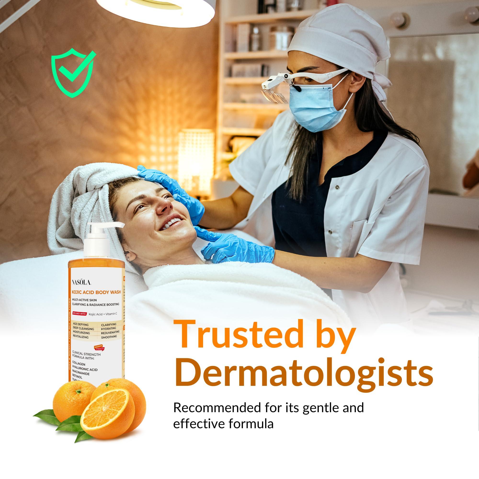 Nasola Nasola Kojic Acid Soap Body Wash + Turmeric Vitamin C Organic Natural Moisturizing Exfoliating Unscented Korean Cleansing Shower Gel for Women Men - 11.83 Fl Oz