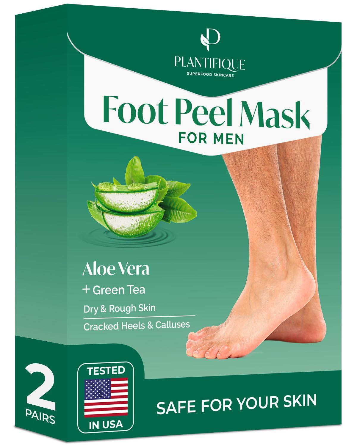 PLANTIFIQUE PLANTIFIQUE Foot Peeling Mask for Men 2 pack and Gold Under Eye Patches for Puffy Eyes and Dark Circles 20 Pairs