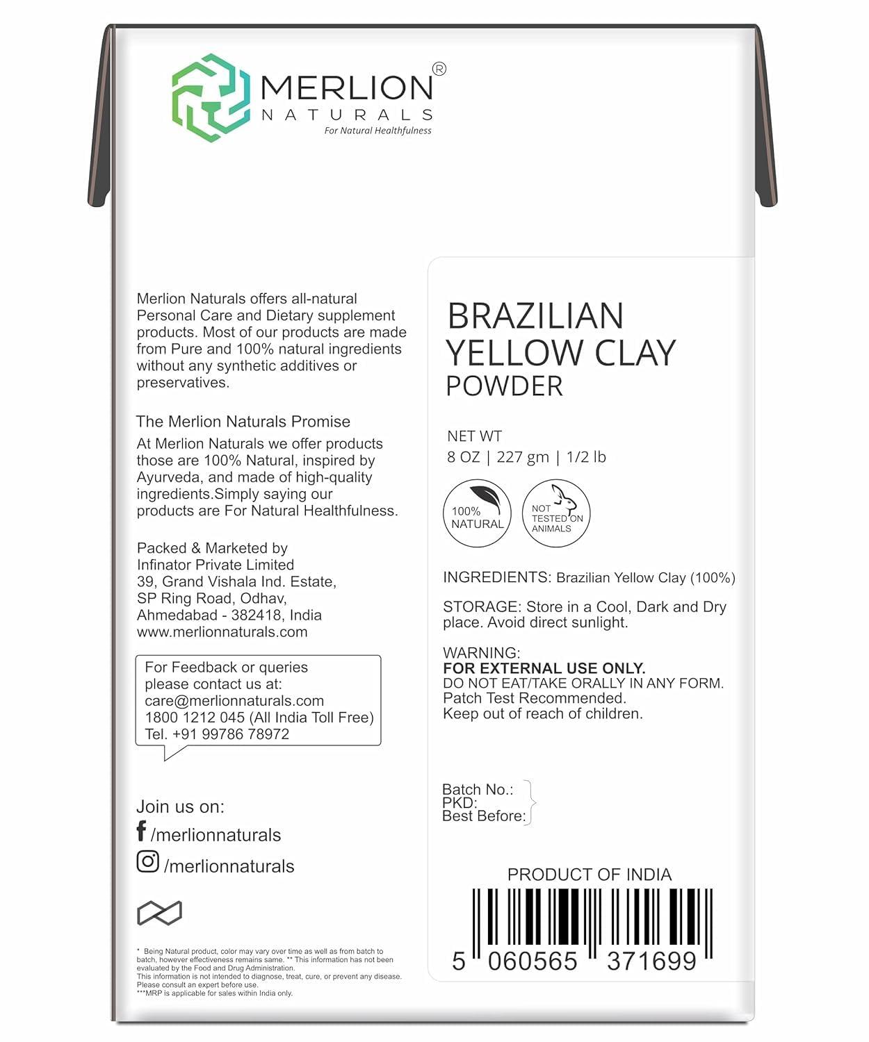 Generic Clay Powder | All Natural with Pure Herbs | for Healthy Hair & Skin (Brazilian Yellow Clay) Pack of 1
