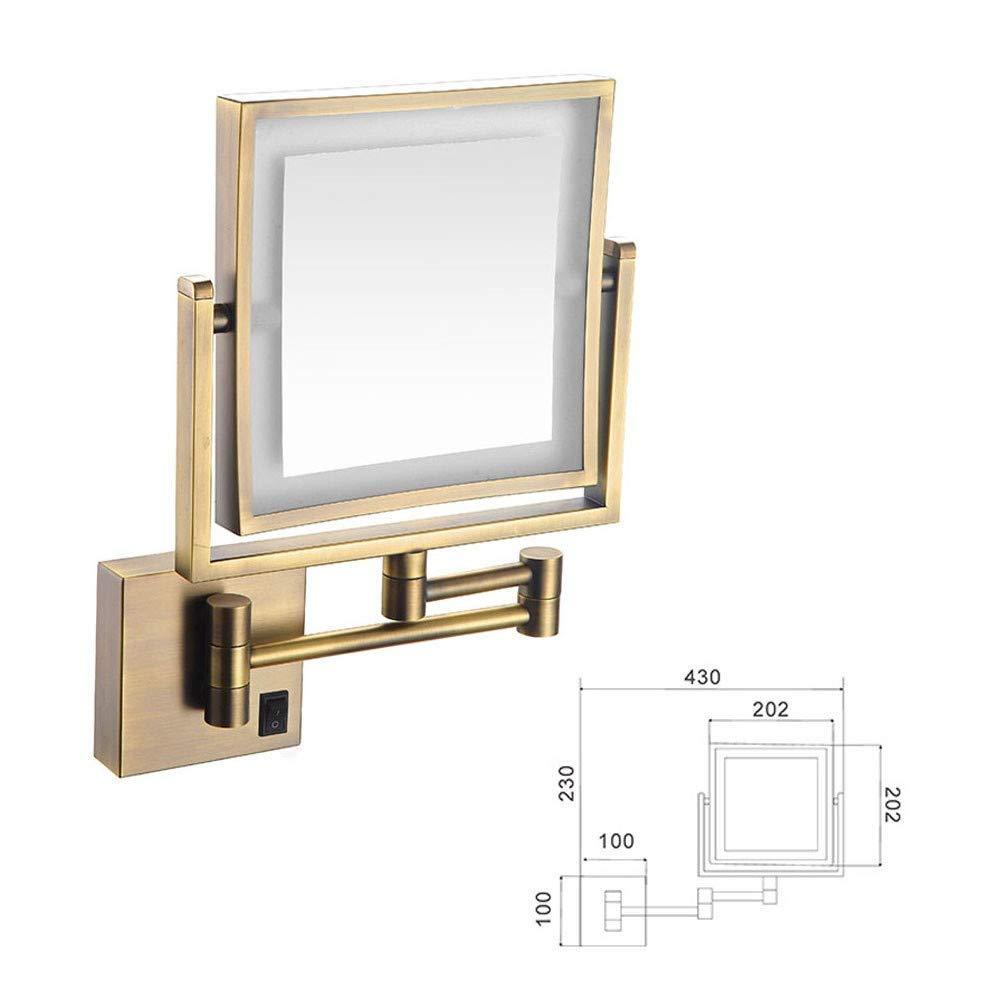 Suuim Makeup Mirror Makeup Mirror, Bathroom Shaving Mirror Wall Mounted LED Illuminated Makeup Mirror 8X Magnification Extending Folding Double Side with Dr