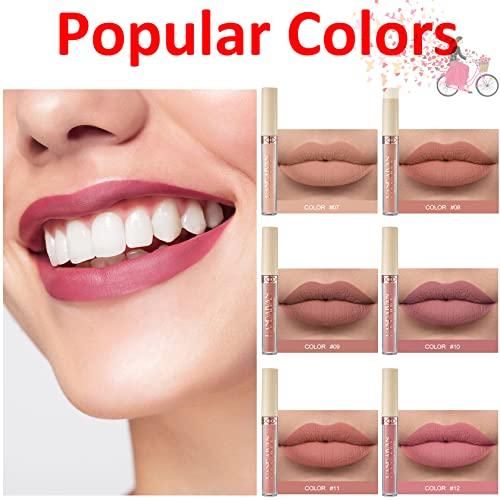 LZYLLS 6 Piece Matte Liquid Lipstick Set,Nude Matte Liquid Lip Stain Set,Nude Lipstick Matte Ladies Long Lasting Waterproof Non-Stick Cups,Non-Fade Nude Lipstick Lip Gloss Set ?Set B)