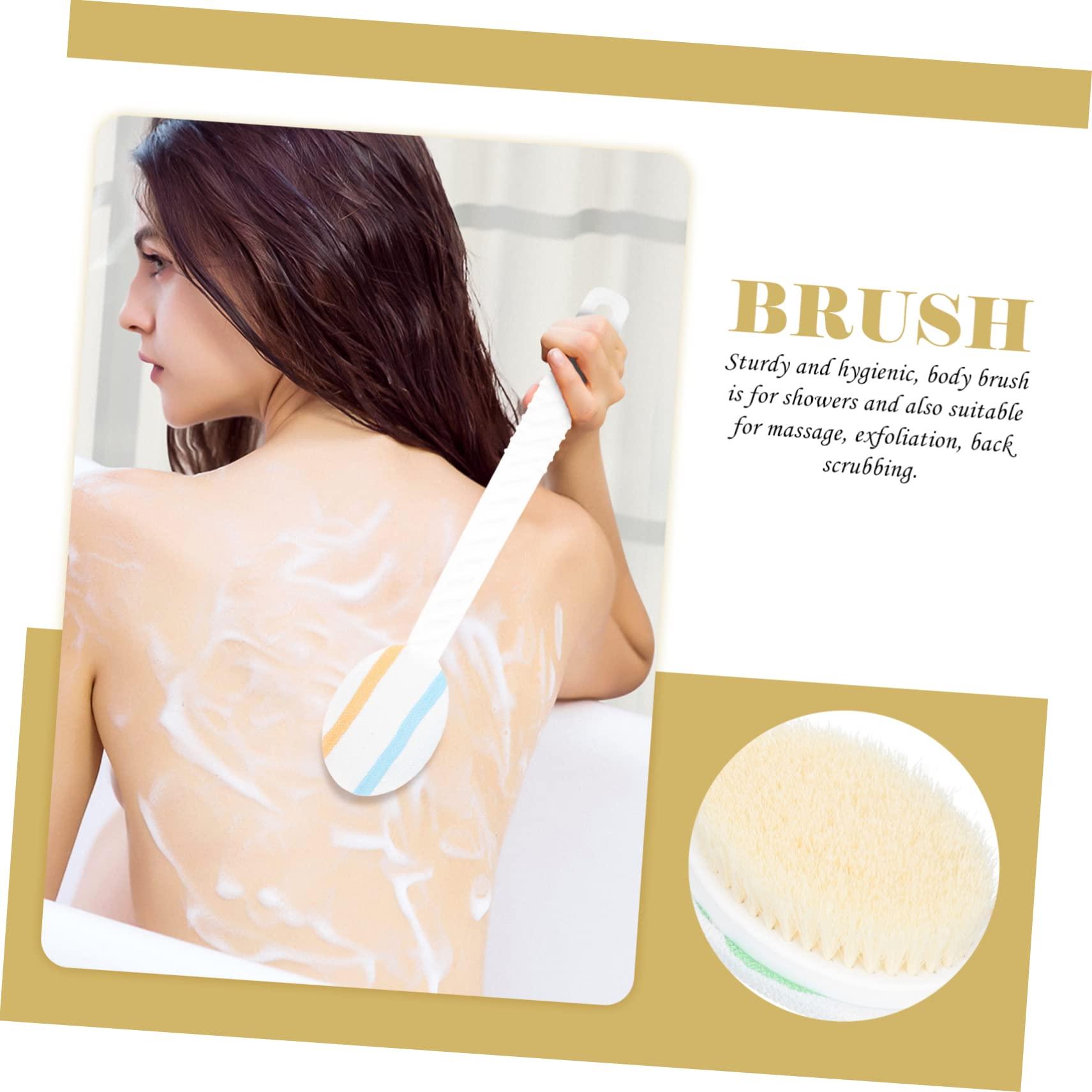 WOONEKY WOONEKY 1pc Bath Brush Bathing Massage Brush Natural Bristle Shower Brush Body Cleaning Brush Shower Cleaning Scrubber Body Brush Cleaner Body Scrubber Bath Scrubber Water Dipper Nylon Fur