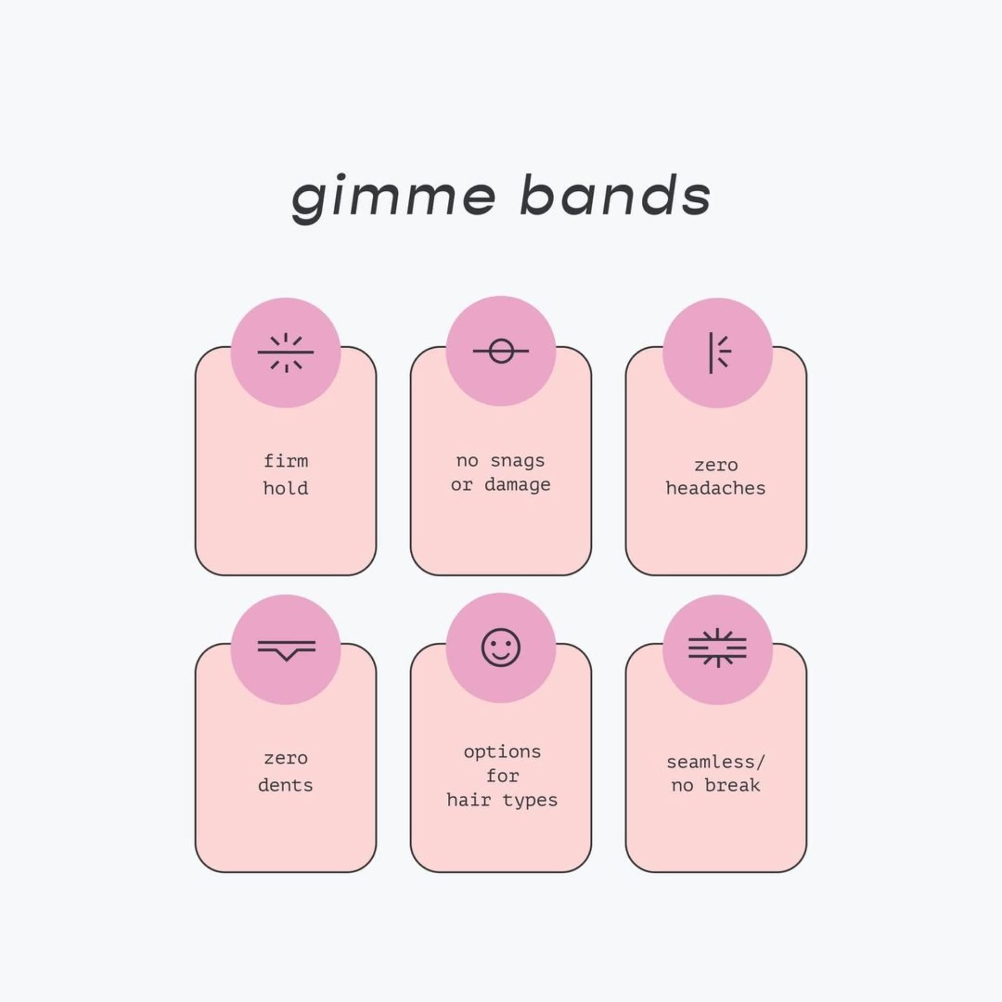 GIMME Gimme Beauty - Thick Fit Hair Bands - Choco - Damage Free Hair Ties - Made with Seamless Microfiber Elastics - Thick + Curly Hair Accessories - No Snagging, Dents, or Breakage (6 Count)