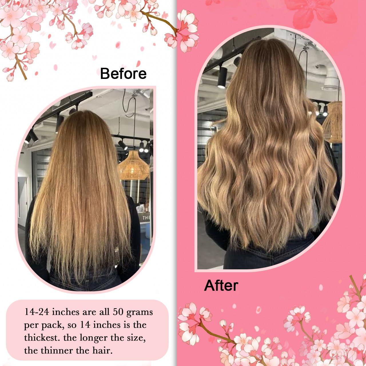 Kpvxxve Kpvxxve Micro Link Hair Extensions Human Hair #8/18 Ash Brown with Blonde Ombre Short Hair 14 Inch Micro Loop Human Hair Extensions 50g 1g/s Microbeads Hair