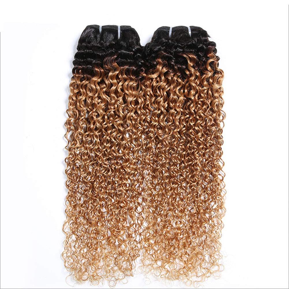 YanT Hair YanT HAIR 8A Grade Ombre Blond Hair Peruvian Virgin Hair Kinky Curly Human Hair Weave Bundles 22 24 26 inches #T1b/27 Color