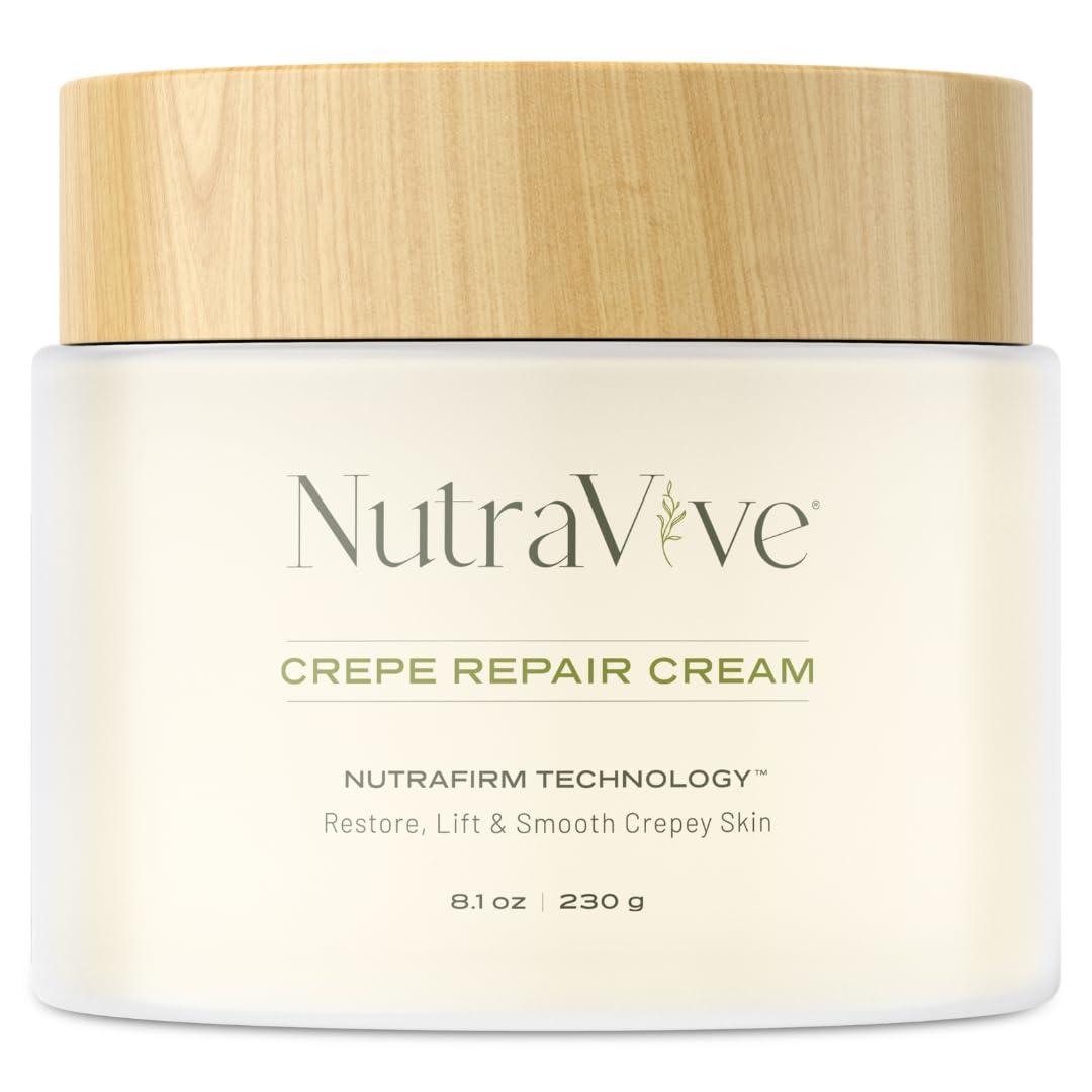 NutraVive NutraVive Crepe Repair Cream Anti-Aging Crepey Skin Treatment, 8.1 Oz Restore, Lift, Tighten & Smooth Loose Skin Collagen Boosting Body, Neck & Facial Repair Cream