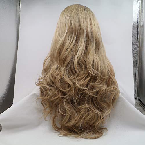 xiweiya Xiweiya Wigs Ombre Brown Blonde Long Natural Wave Synthetic Lace Front Wigs Side Part Heat Resistant Fiber Hair Wigs for Women Replacement Everyday Wigs 24 Inches