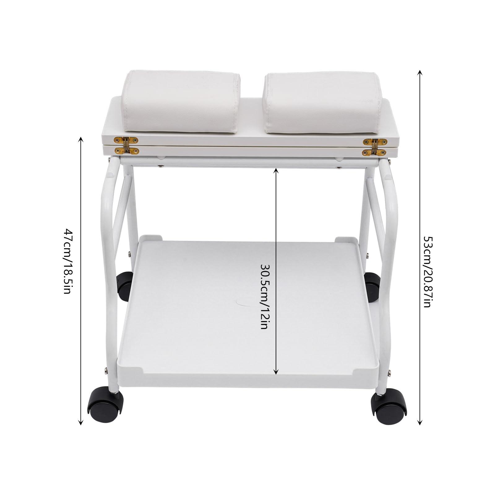DUTTIETY DUTTIETY Foot SPA Protable Trolley Beauty Salon Nail Esthetician Trolley Cart for Foot Rest Pedicure Massage Stand Salon Supplies (White)