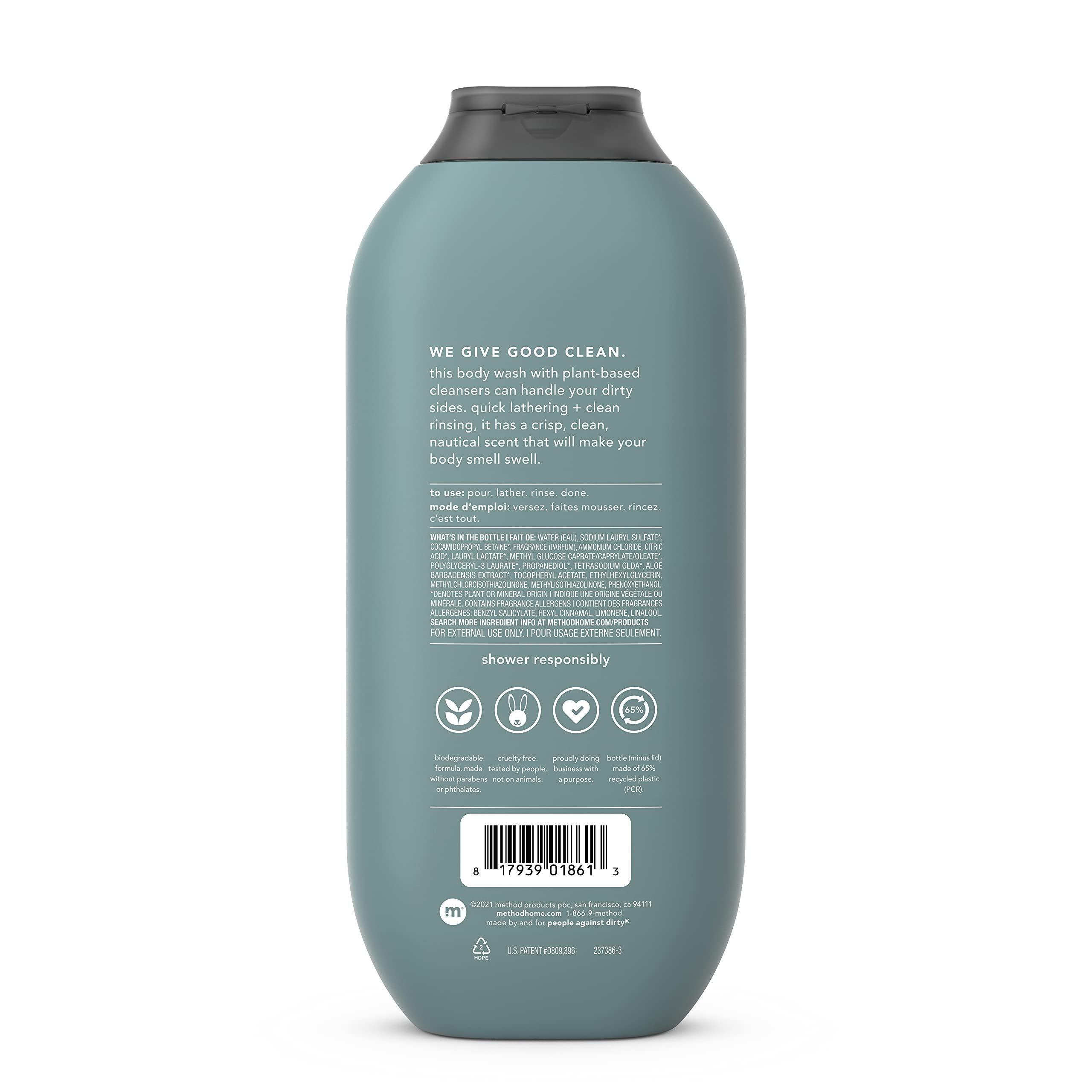 Method Method Men Body Wash, Sea + Surf, Paraben and Phthalate Free, 18 FL Oz (Pack of 3),Softening & Body Wash, Simply Nourish, Paraben and Phthalate Free, Biodegradable Formula, 28 oz (Pack of 1)