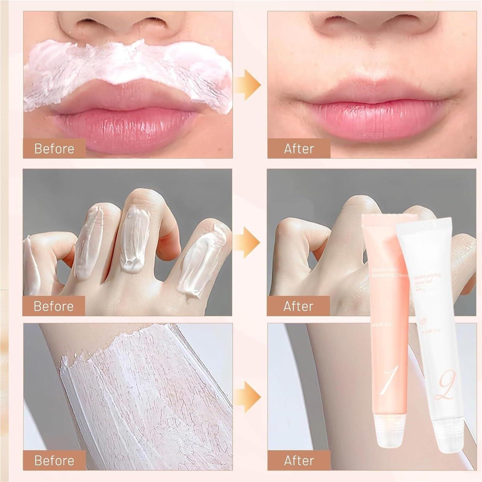 HNFYSMQL Vlyme Beard-Be-Gone Kit, Silklip Hair Removal Kit, Vlyme Beard Be Gone Cream, Liorabeauty Glide & Go Hair Removal Kit, Silklip Facial Hair Removal Cream for Women Men, Lasting Smooth Skin(3SET)