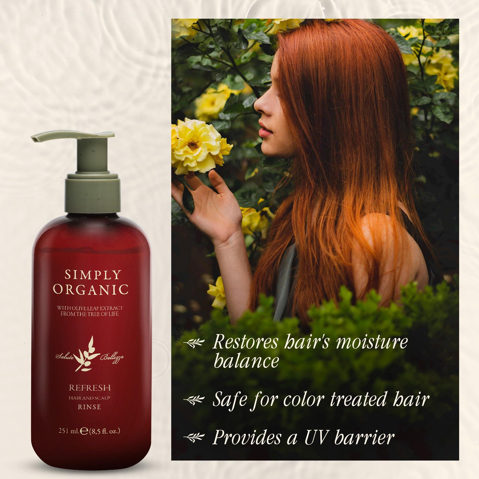 SIMPLY ORGANIC Hair Detox Clarifying Deep Conditioner Scalp Rinse, Made in Italy, All Natural Cruelty Free Hair Care for Women & Men, Rosemary, Sage & Olive Leaf Extract, PUMP NOT INCLUDED, 8.5 fl oz/251ml, REFRESH