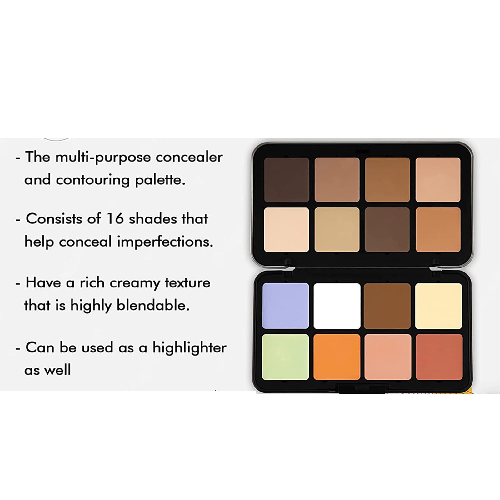 CHSEEO CHSEEO 16 Color Corrector Concealer Foundation Palette Cream Set, Orange Green Peach Color Correcting Camouflage Makeup Cream Contour Palette with 11Pcs Makeup Brush Kit for Dark Circles Dark Spots