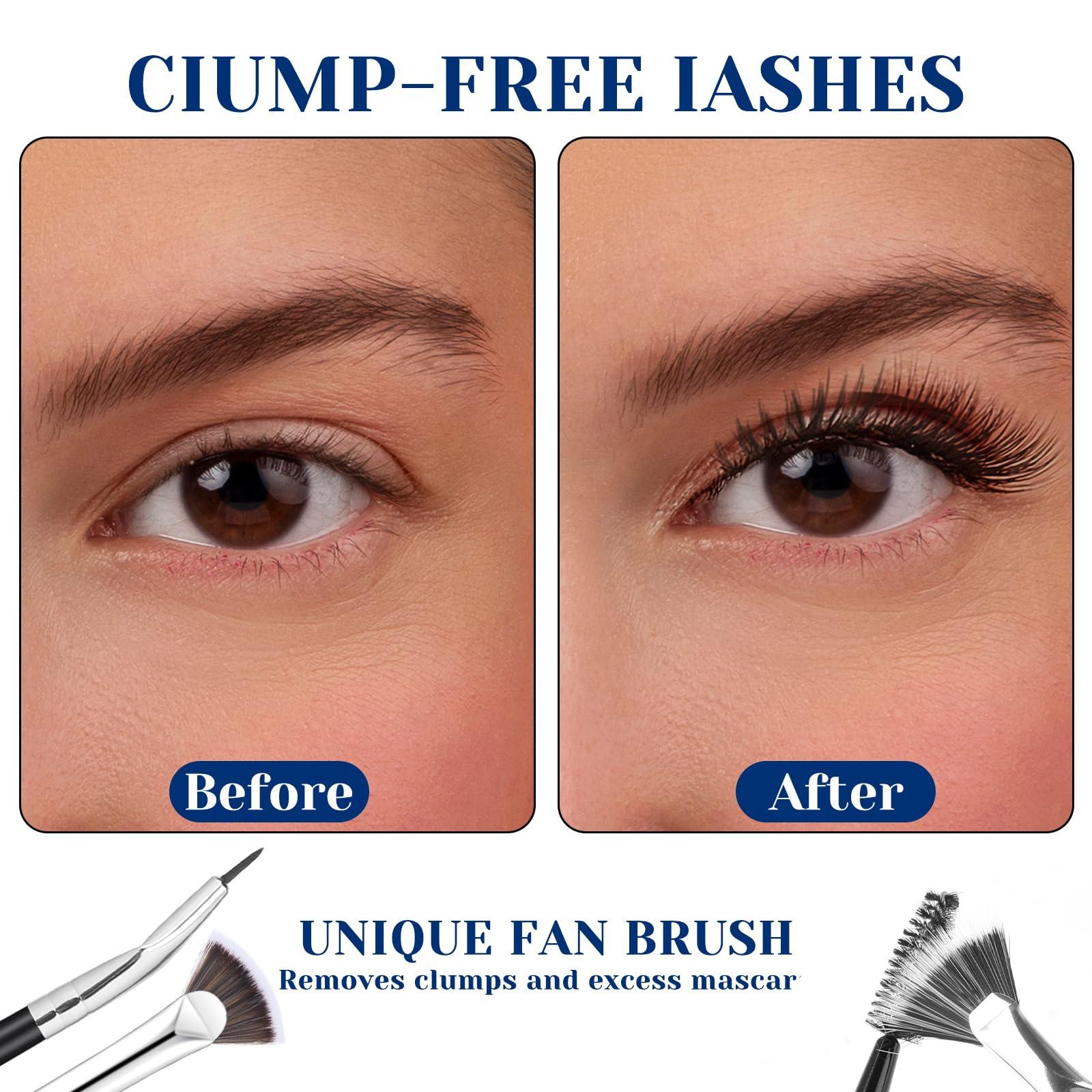 salbsever salbsever4PCS Mascara Fan Brush for Lashes Folding Angle Scalloped Lash Brush Multifunctional Fan Shaped Clump Eyelash Brush Lash Wand Brush Makeup Tool Eyelash Comb Separator for Upper Lower Eye Lash