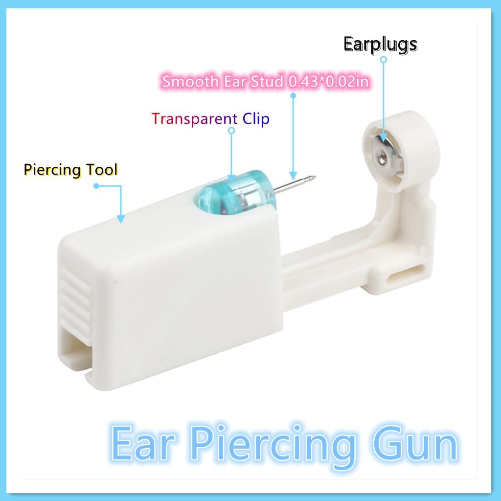 psaakon Self Ear Piercing Kits – 2 Pack Self Ear Piercing Gun, Disposable Ear Pearcings Kit with 3mm Silver Black Gold Ball Earring Studs,Safety Ear Piercing Gun Kit Tool (Black)