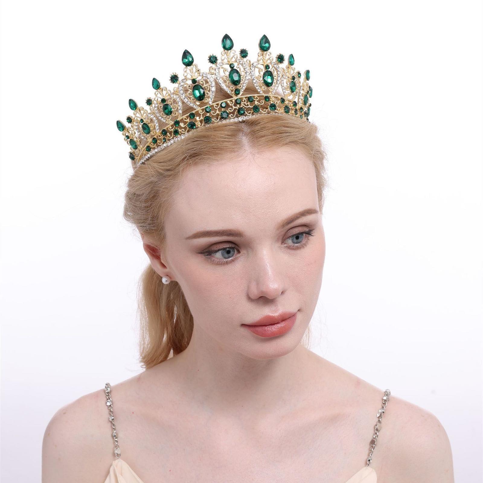 CarXs European and American bridal crown headdress Baroque color crystal wedding Crown Princess headdress queen crown bridal headdress crystal barrettes