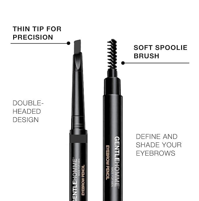 Gentlehomme Gentlehomme - Eyebrow Pencil - Mens Brow Pencil - 2-in-1 Brow Brush & Lead Pencil - Shape, Define & Fill In Eyebrows - Ultra-Thin Pencil - Long-Lasting Color - Vegan - Gray - 2 Pencils