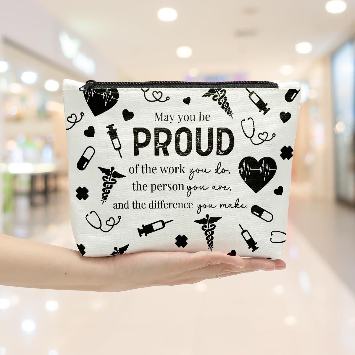 Sldpngo Nurse Makeup Bag, Funny Nursing Gifts for Nurses Female, Nursing Student Gifts, Nurse Gifts for Women, May You Be Proud of The Work You Do Cosmetic Bags, Nurse Appreciation Graduation Gifts