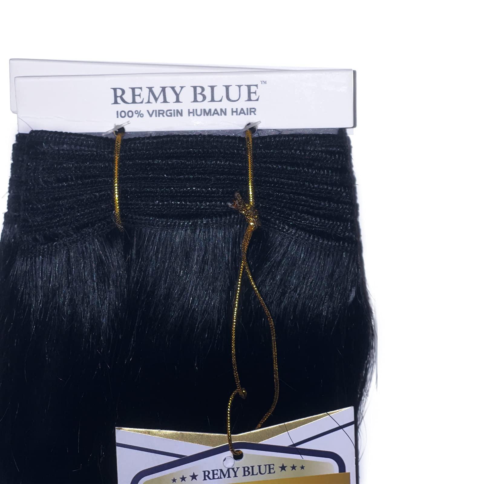 KARA HAIR FASHIONISTA New Remy Yaky-Remy Blue 100% VIRGIN Human Hair Weave- Shed Free&Tangle Free (#1B, 14“ packs of 2)