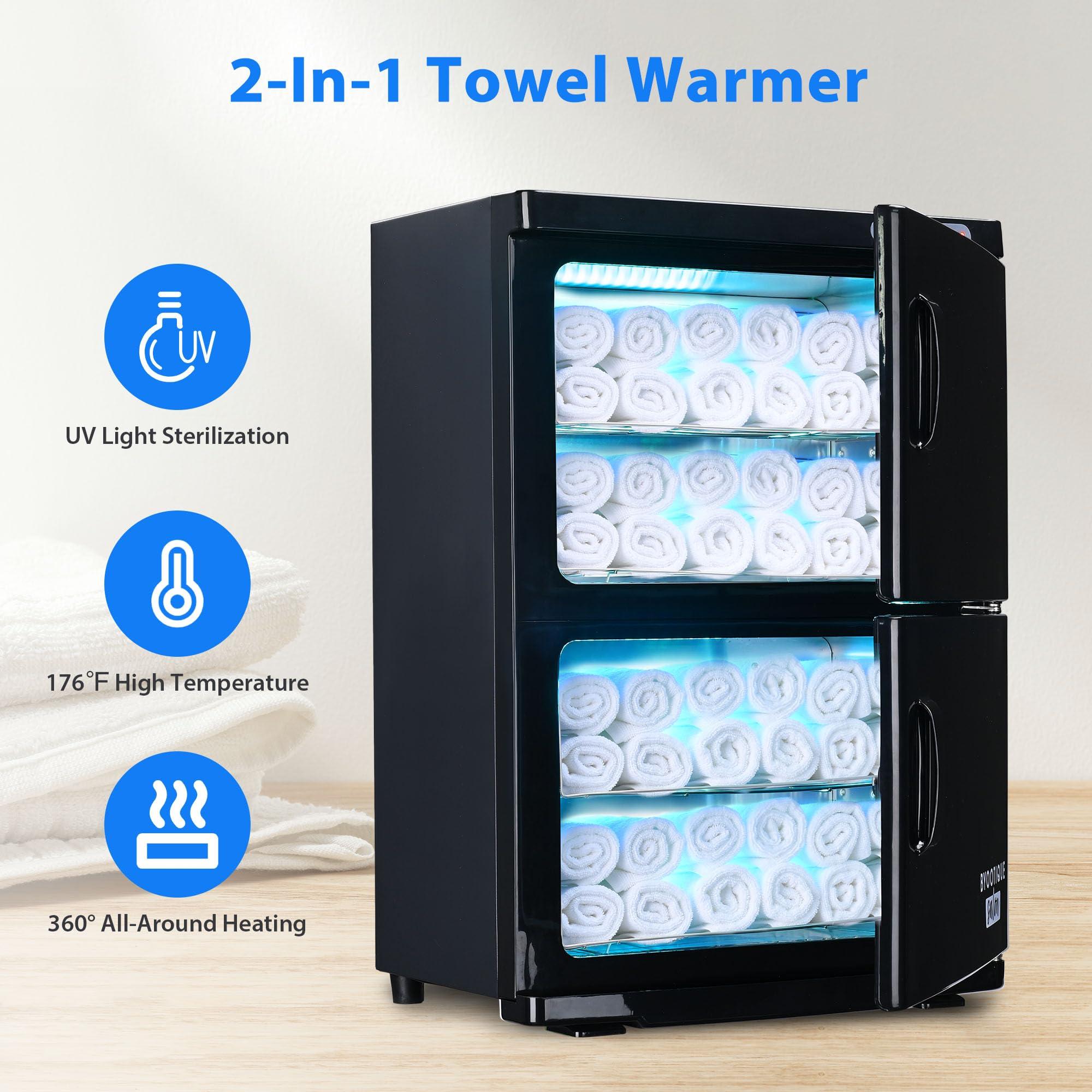 AW BYOOTIQUE Hot Towel Warmer Cabinet, 46L Extra Large Capacity, 2in1 Professional Double Towel Heater Mechine for Facial Spa, Massage, Hair Salon, Barber, Estheticians, Beauty Salon, Black