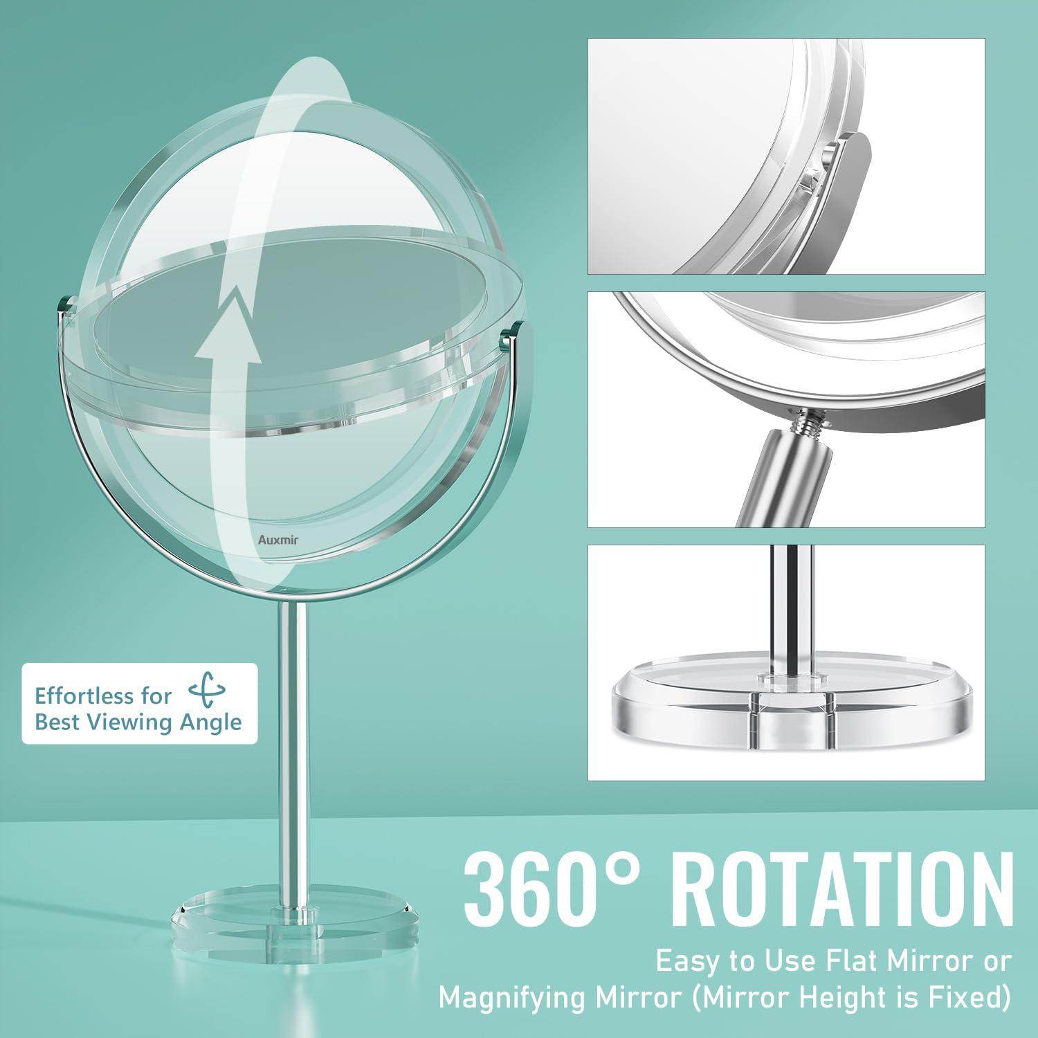 Auxmir Auxmir 1X/ 30X Magnifying Mirror, Makeup Mirror with Tweezer, Double Sided Round Vanity Tabletop Mirror, 360 Rotation Portable for Dressing Table Desk Bathroom Bedroom Travel, Clear