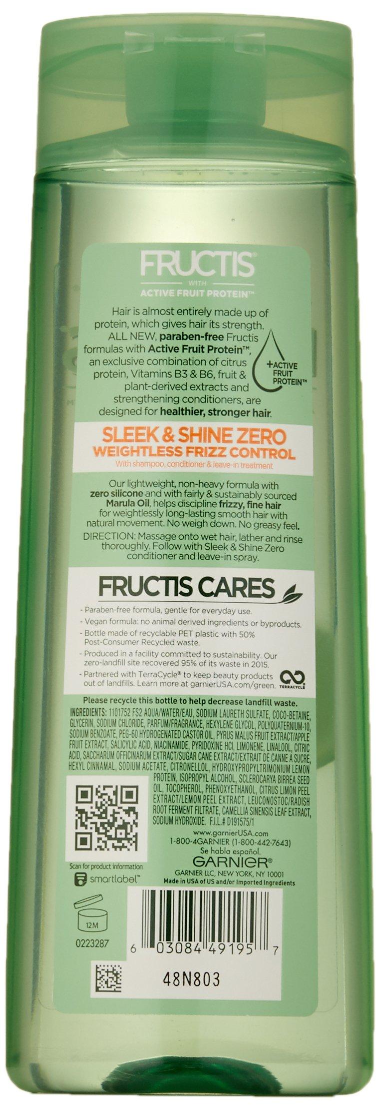 Garnier Garnier Hair Care Fructis Sleek and Shine Zero Shampoo, 12.5 Fluid Ounce