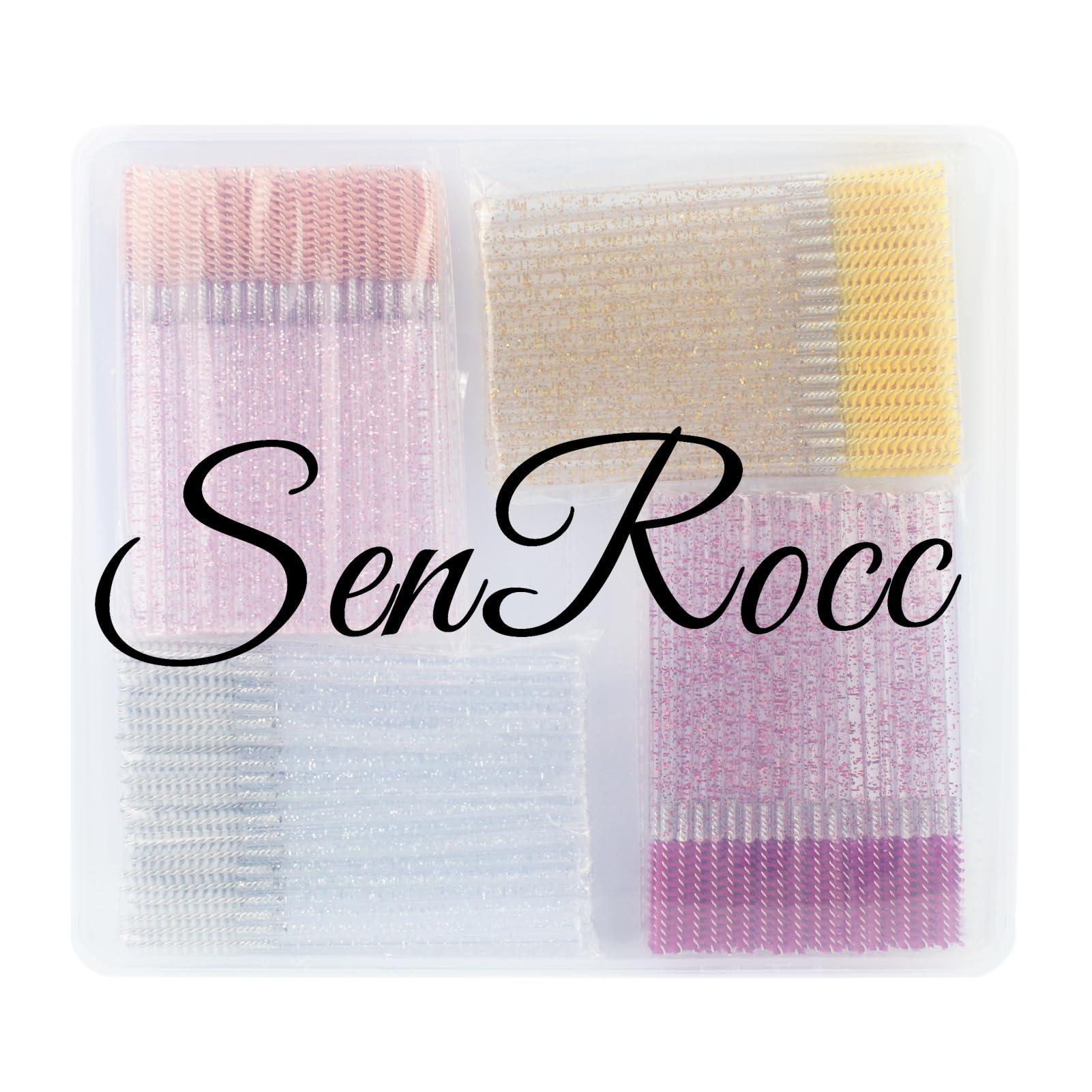 SenRocc 200pcs Skinny Mascara Wands Mini Spoolie Brushes Disposable Crystal Eyelash Brushes Thin Mascara Wands Micro Brush Lash Extension Supplies Lashes Extension Tools(Skinny-(Warm)-200)