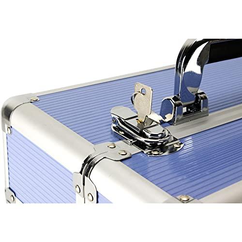 Ver Beauty Ver Beauty 7 in 1 Professional Aluminum Interchangeable Rolling Makeup Train Case Large Capacity Trolley Travel Storage Cosmetic Organizer Portable Extra Lid Sliding Tray VT019 Lavender Stripes
