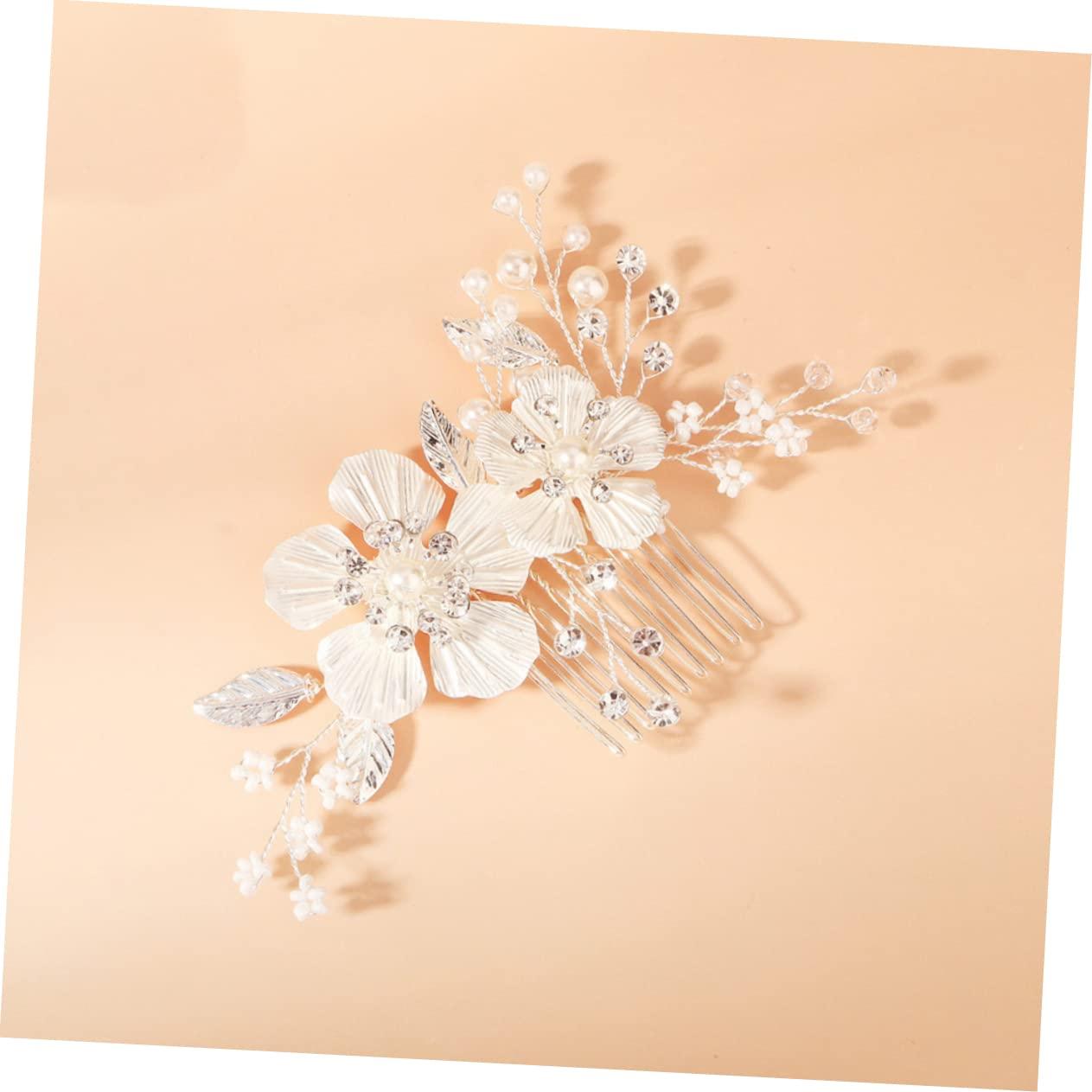 Angoily Angoily Bridal Hair Accessories Fancy Red Hair Comb Rhinestone Hair Comb Wedding Hair Bridal Hairpins Hair Wedding Accessories Rhinestone Headpiece Styling Zinc Alloy Silver