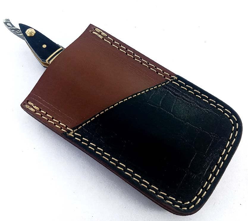 Dessi Damascus Steel Straight edge Razor Barber Salon Shaving wet shave real leather sheath for men SM151