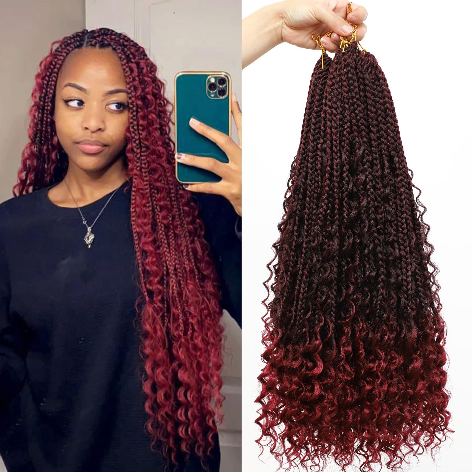 FIRSTCYH HAIR 8 Packs Crochet Box Braids- 18 Inch Boho Box Braids Crochet Braids Hair Synthetic Braiding Hair Goddess Box Braids Crochet Hair for Black Women (18(8Packs), 1B/Bug)