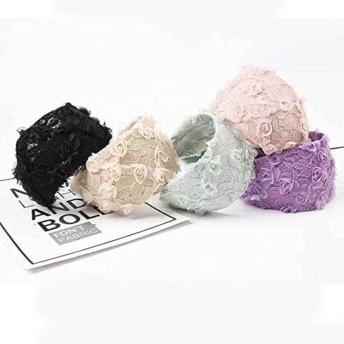 MinLia Wide Hook Flower Hair Hoop Head Band Headband Non-Slip Mesh Girl Headwear Lace Headband Hair Accessories(Black)