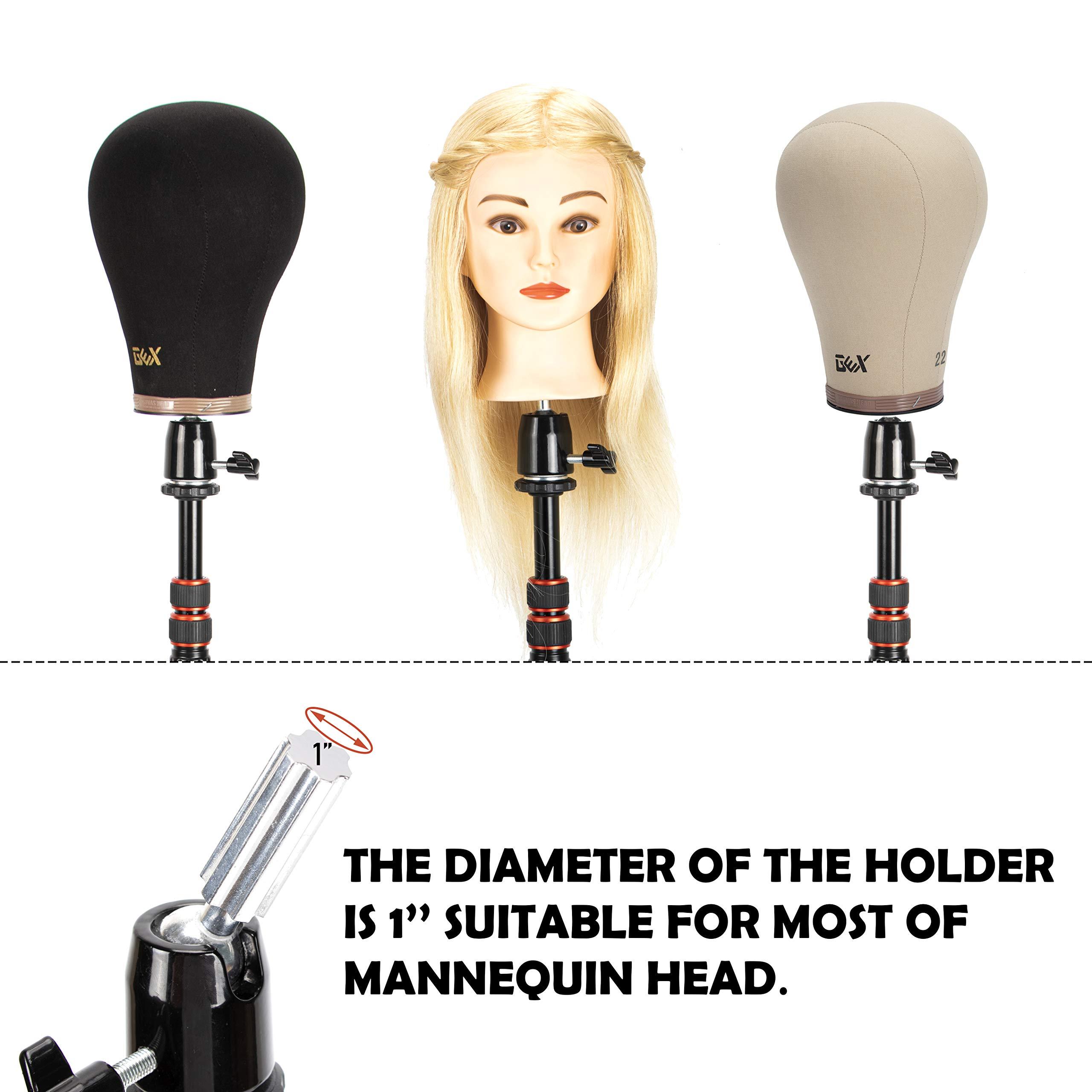 gexworldwide GEX 59\" Mannequin Tripod Multifunction Stand Canvas Block Training Doll Manikin Head Wig Stand for Cosmetology Hairdressing (Black)