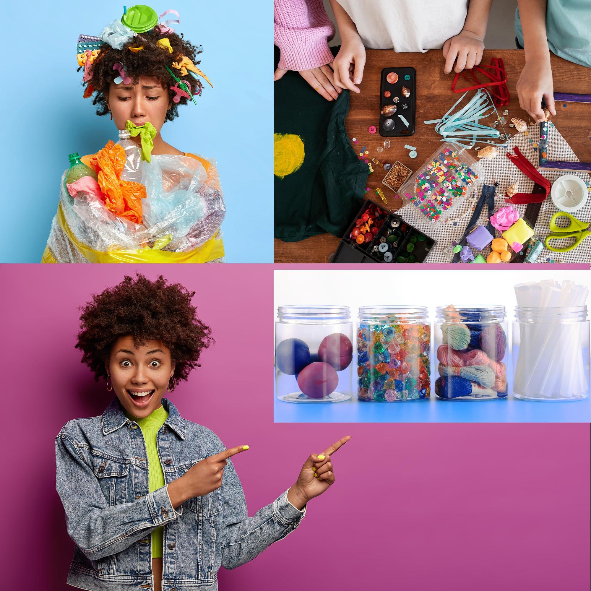 Rightitem Plastic Jars with Lids - 8 OZ Small Plastic Containers - 18 Pack - Travel Cosmetic Containers for Creams, Lotion - Leak Proof Clear Jar