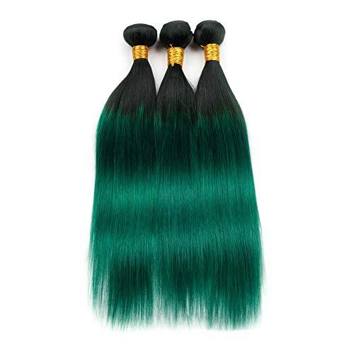 Tony beauty hair Tony Beauty Hair Dark Green Ombre Straight Hair Weave Bundles with Frontal Dark Roots #1B/Green Ombre Brazilian Human Hair 3 Bundles with 13x4 Lace Frontal Closure 4Pcs Lot (16 18 20+16)