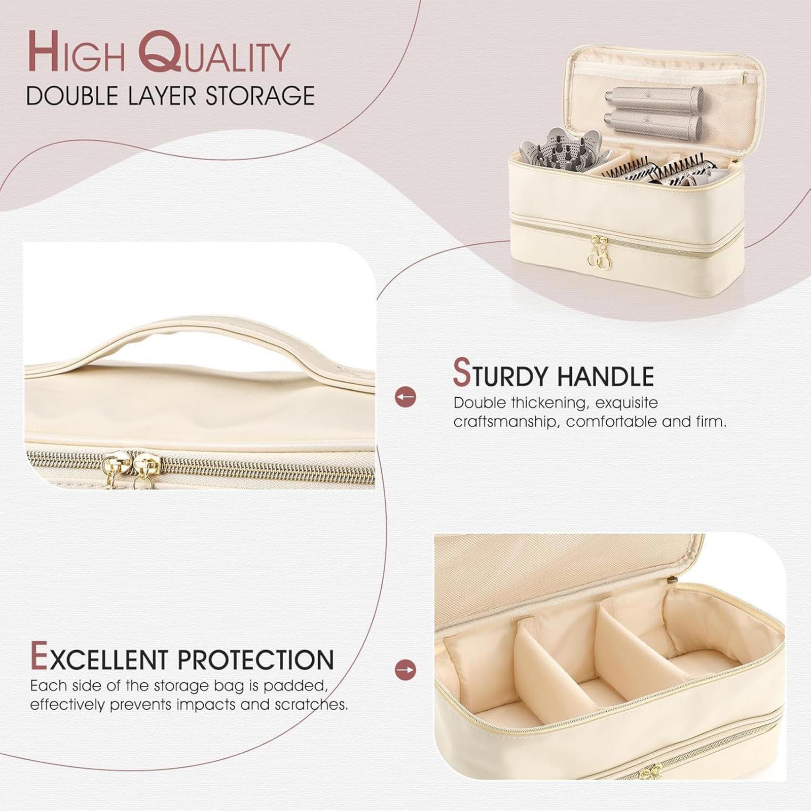 Generic Generic Double Layer Travel Bag, Hairdressing Case, Hair Stylist Travel Bag for Makeup Artists