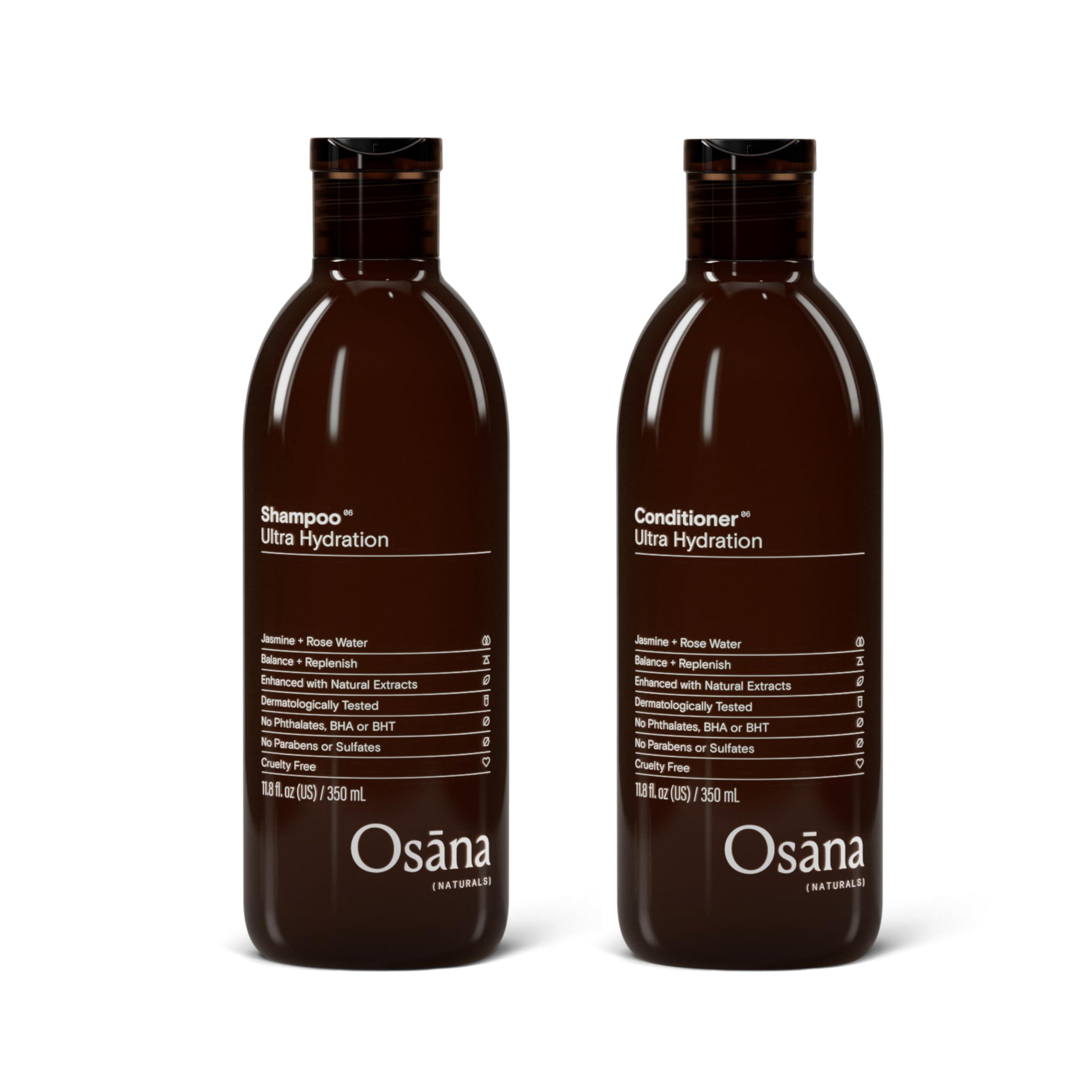 OSANA Osana Shampoo + Conditioner Set, Shea Butter & Coconut Oil for Normal-Dry Hair Types, Balance Moisture and add Shine, Jasmine & Rose Water Scent - 11.8oz Each